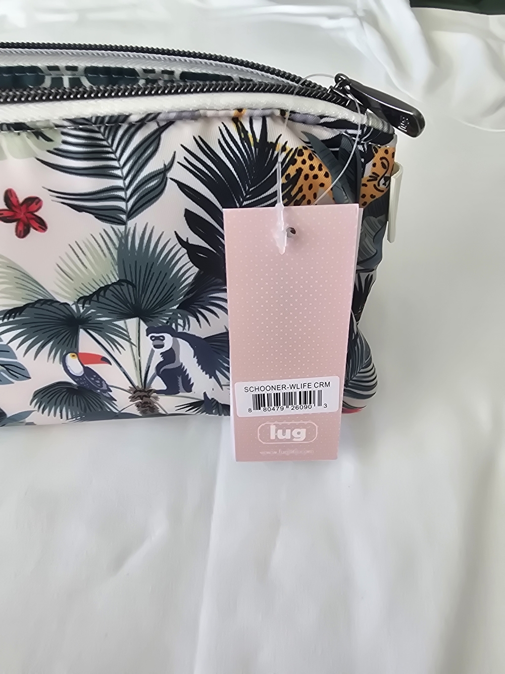 Tropical Print 3 Piece Cosmetic Pouch Set - Wildlife Cream - Picture 15 of 16